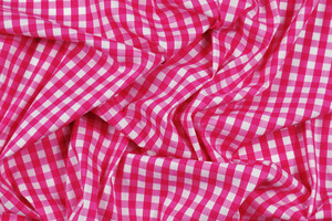 Cotone camiceria popeline cotone stretch vichy fucsia