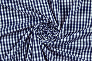 Misto cotone vichy bianco blu tinto filo