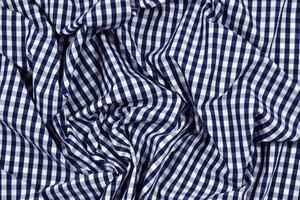 Misto cotone vichy bianco blu tinto filo