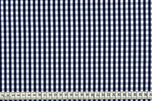 Misto cotone vichy bianco blu tinto filo