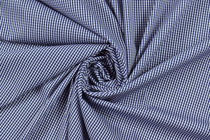Cotone camiceria popeline cotone stretch a micro-quadri blu