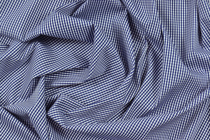 Cotone camiceria popeline cotone stretch a micro-quadri blu
