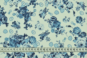 Georgette bianca a fiori blu