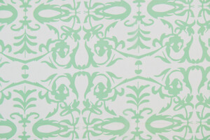 Georgette bianca fantasia ramage verde