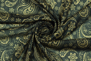 Georgette nera stampa fiori e paisley con lurex