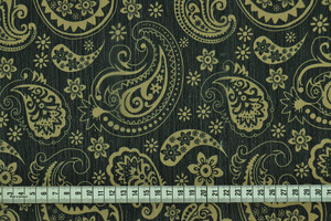 Georgette nera stampa fiori e paisley con lurex