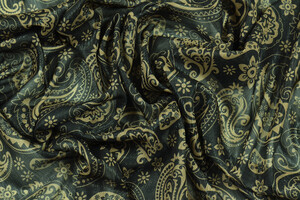 Georgette nera stampa fiori e paisley con lurex