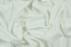 Twill leggero in lino e cotone bianco panna a righe