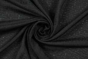 Chiffon di viscosa nera con pois jacquard
