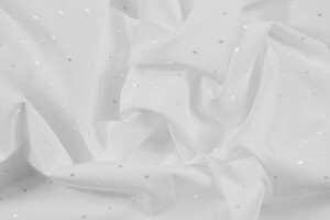 Popeline di puro cotone bianco a pois jacquard