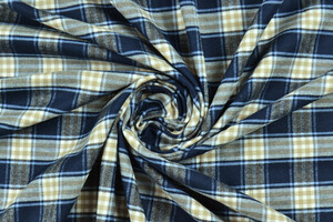 Flanella di cotone a quadri blu e beige