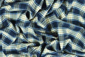 Flanella di cotone a quadri blu e beige