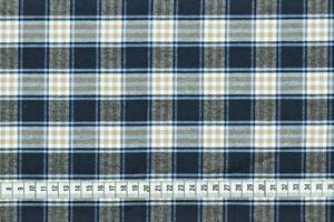 Flanella di cotone a quadri blu e beige