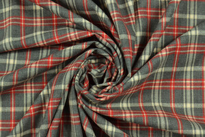Pettinato di lana tartan grigio rosso