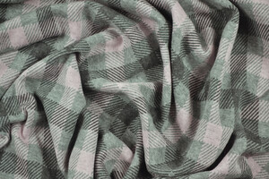 Punto Milano cotone stretch a quadri grigio rosa