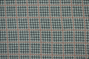 Punto Milano cotone stretch a quadri grigio e ruggine