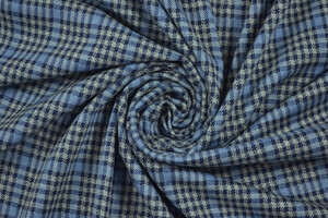 Punto Milano cotone stretch celeste a quadri