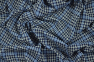 Punto Milano cotone stretch celeste a quadri