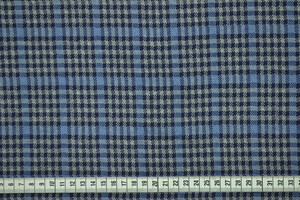 Punto Milano cotone stretch celeste a quadri