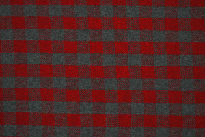 Punto Milano cotone stretch a quadri grigio e rosso