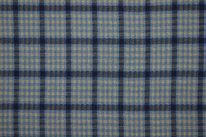 Punto Milano cotone stretch a quadri blu e avio