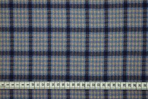 Punto Milano cotone stretch a quadri blu e avio