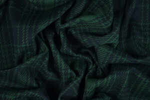 Punto Milano cotone stretch scozzese blu e verde