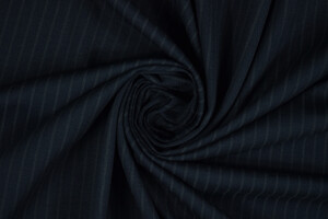 Punto Milano cotone bi-stretch blu notte gessato