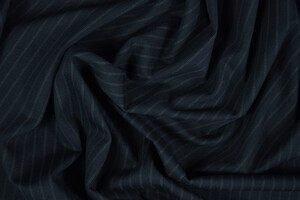 Punto Milano cotone bi-stretch blu notte gessato