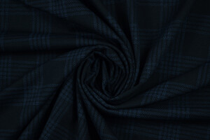 Punto Milano cotone bi-stretch blu notte a quadri