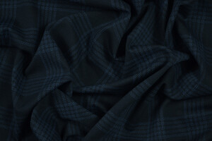 Punto Milano cotone bi-stretch blu notte a quadri