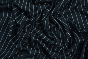 Punto Milano cotone stretch blu notte gessato