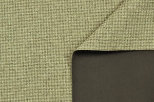 Panno di lana pied de poule accoppiato pile marrone khaki