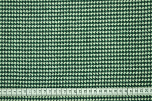 Tweed in pura lana a pied de poule bianco e verde