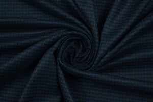 Tweed in pura lana a pied de poule blu e nero