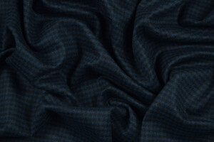 Tweed in pura lana a pied de poule blu e nero