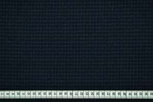 Tweed in pura lana a pied de poule blu e nero