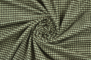Tweed in pura lana a pied de poule bianco e marrone