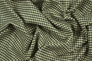 Tweed in pura lana a pied de poule bianco e marrone