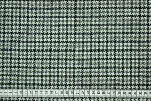 Tweed in pura lana a pied de poule e quadri grigio