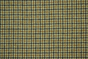 Tweed in pura lana a pied de poule e quadri marrone