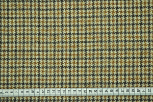 Tweed in pura lana a pied de poule e quadri marrone