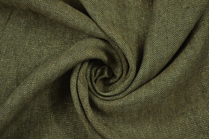 Spigato in lino e cotone marrone con lurex oro