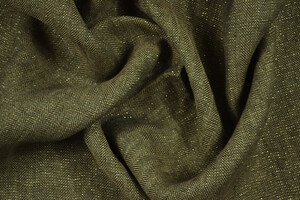 Spigato in lino e cotone marrone con lurex oro