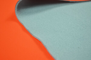 Tessuto accoppiato 2mm idrorepellente arancione/pile grigio avio