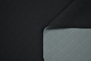 Tessuto accoppiato 2mm idrorepellente nero goffrato/pile grigio avio