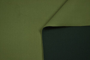Tessuto accoppiato jersey nero/pile verde militare 3 mm