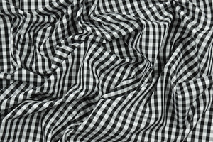 Popeline di puro cotone camiceria vichy bianco nero