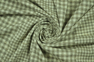 Jersey in lana stretch quadri ecrù e beige