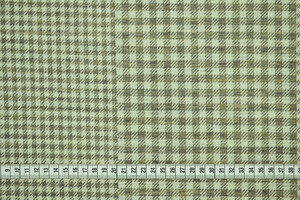 Jersey in lana stretch quadri ecrù e beige